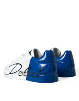 Dolce & Gabbana Elegant White and Blue Low-Top Sneakers