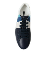 Dolce & Gabbana Elegant White and Blue Leather Sneakers