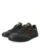 Dolce & Gabbana Elegant Black and Gold Leather Sneakers