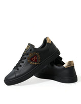 Dolce & Gabbana Elegant Black and Gold Leather Sneakers