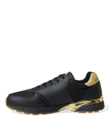 Dolce & Gabbana Elegant Low Top Leather Trainers - Black & Gold