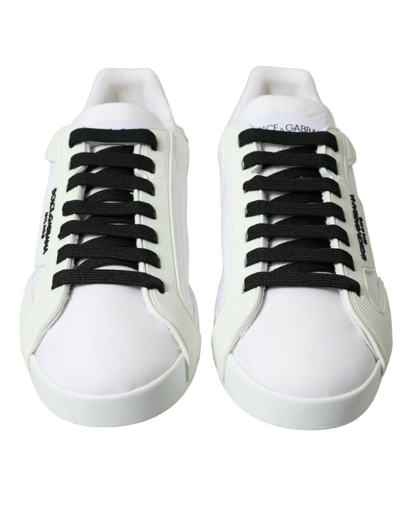 Dolce & Gabbana Elegant Off-White Leather Sneakers