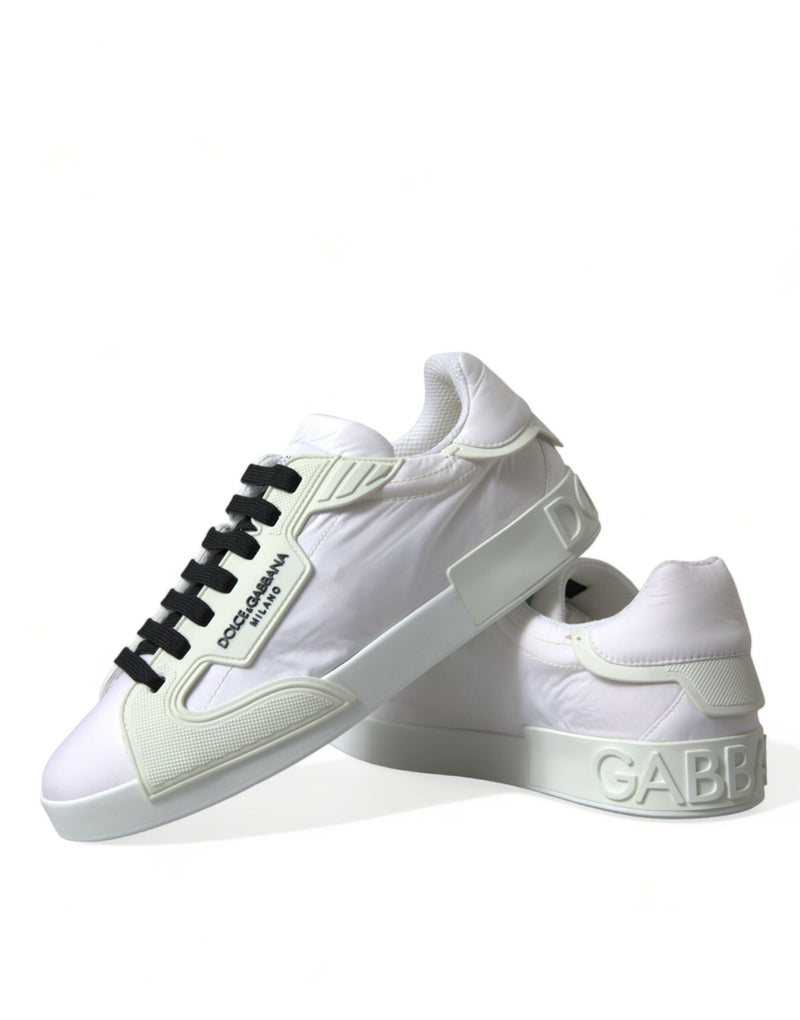 Dolce & Gabbana Elegant Off-White Leather Sneakers