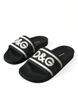 Dolce & Gabbana Chic Black Logo Embossed Rubber Slides