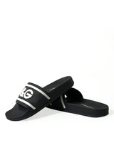 Dolce & Gabbana Chic Black Logo Embossed Rubber Slides