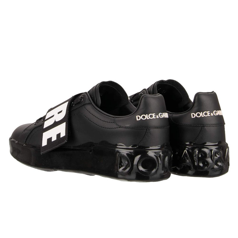 Dolce & Gabbana Chic Black Strap Leather Sneakers