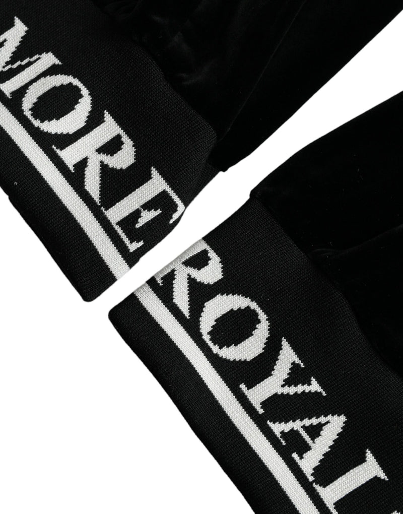 Dolce & Gabbana Sleek Black Velvet Joggers - Timeless Elegance