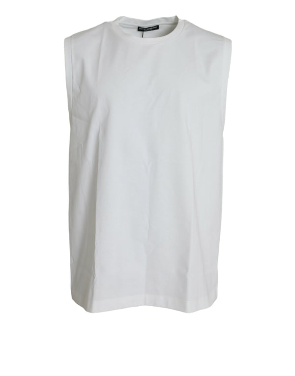 Dolce & Gabbana Elegant White Sleeveless Crew Neck Tank