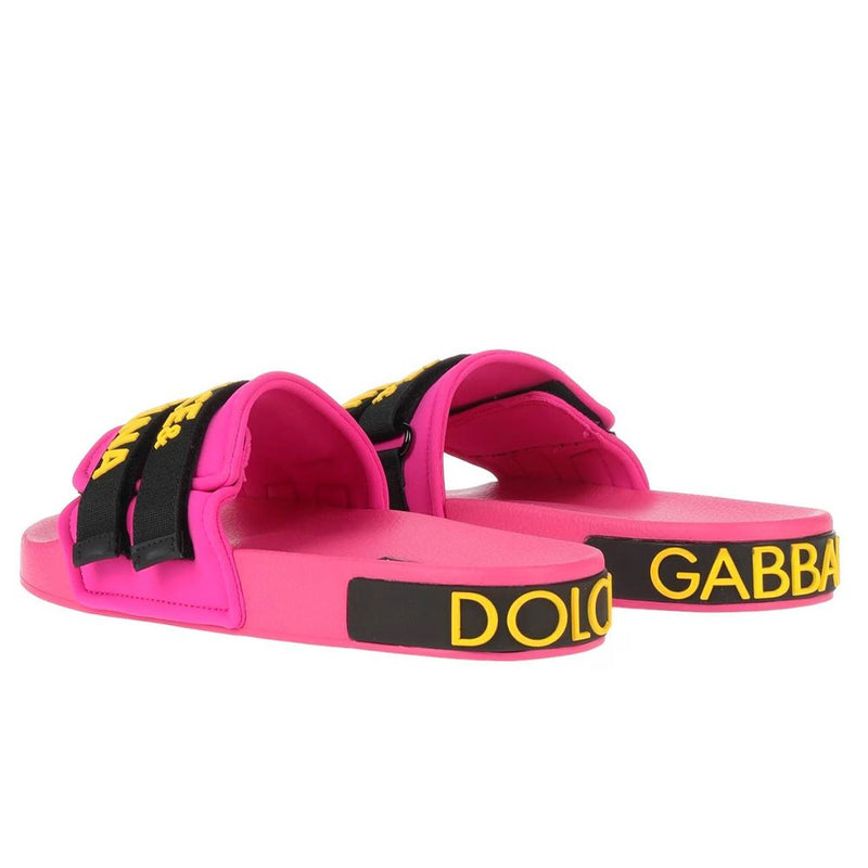 Dolce & Gabbana Chic Fuchsia Rubber Slippers for Elegant Comfort