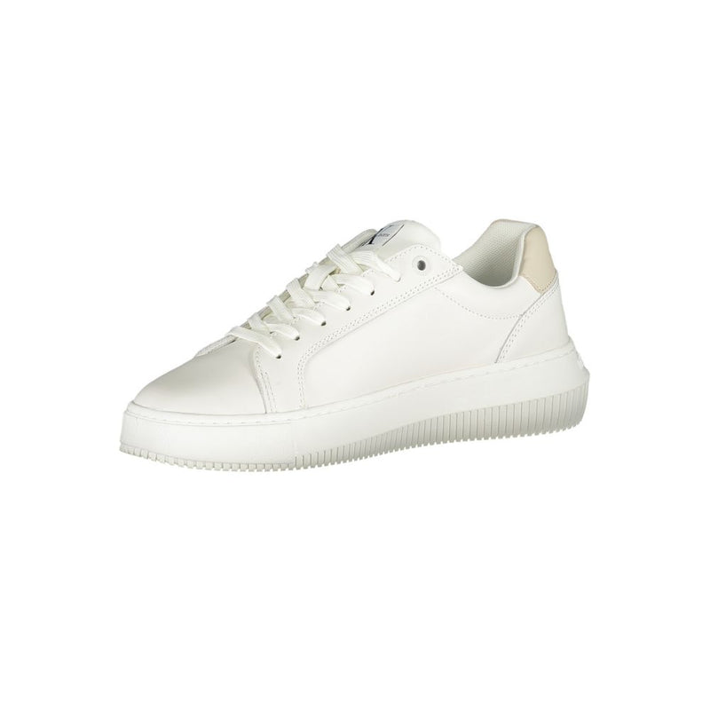 Calvin Klein Chic White Lace-Up Sneakers with Contrast Details