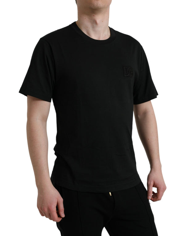 Dolce & Gabbana Elegant Black Cotton Crew Neck Tee