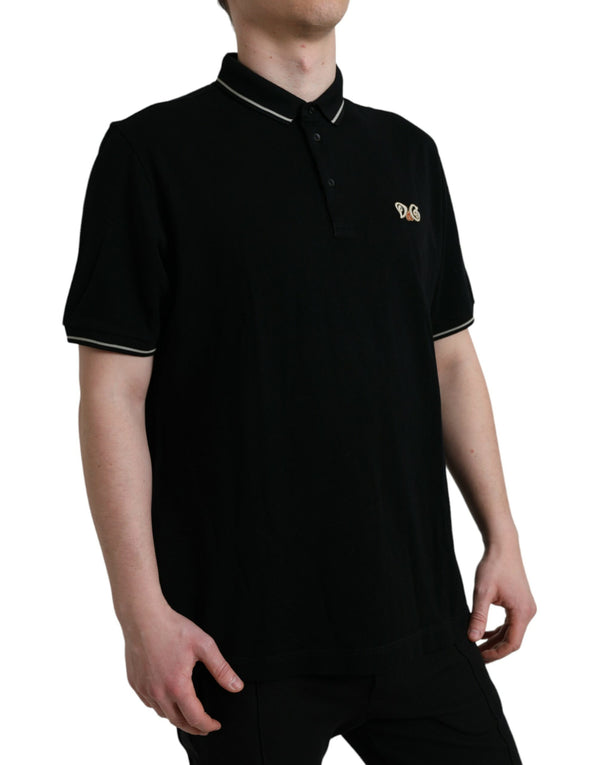 Dolce & Gabbana Elegant Black Cotton Polo Tee