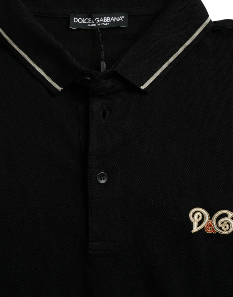 Dolce & Gabbana Elegant Black Cotton Polo Tee