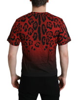 Dolce & Gabbana Red Leopard Print Crew Neck Tee