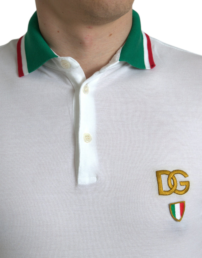 Dolce & Gabbana Elegant White Cotton Polo T-Shirt