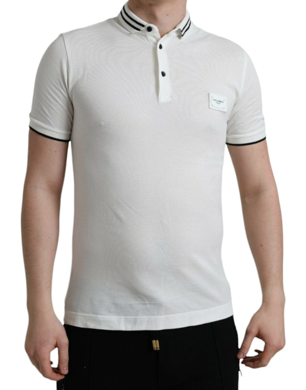 Dolce & Gabbana Elegant White Cotton Polo T-Shirt