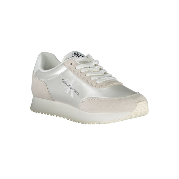 Calvin Klein Chic White Lace-Up Sneakers with Contrast Detail