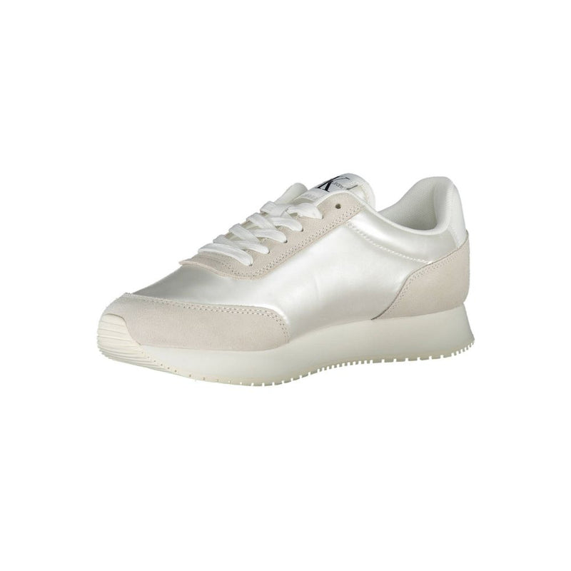 Calvin Klein Chic White Lace-Up Sneakers with Contrast Detail