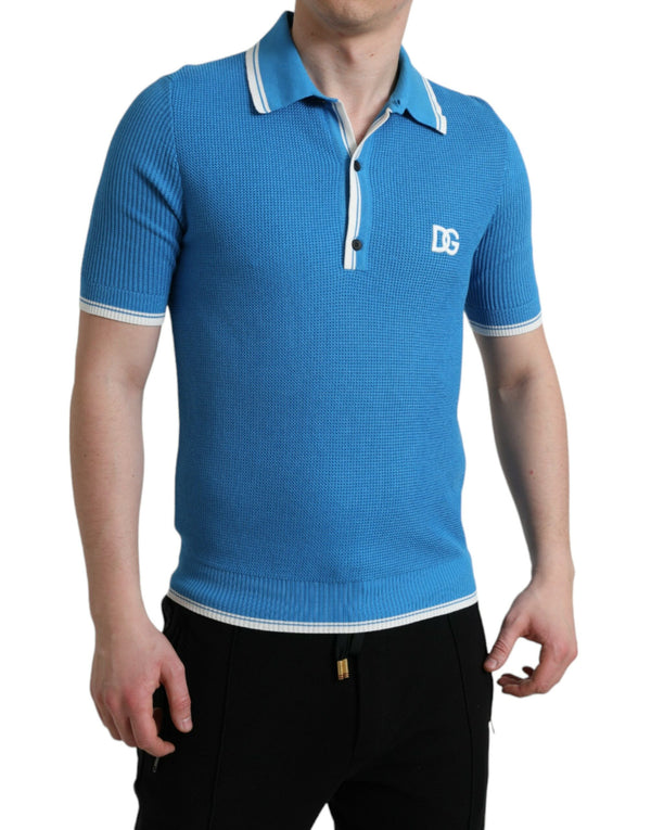 Dolce & Gabbana Elegant Blue Cotton Blend Polo T-shirt