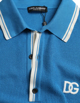 Dolce & Gabbana Elegant Blue Cotton Blend Polo T-shirt