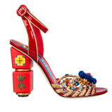 Dolce & Gabbana Sicilian Cart Chic Red Calfskin Sandals