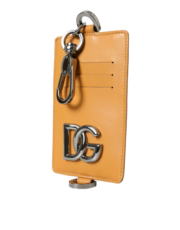 Dolce & Gabbana Elegant Orange Calf Leather Card Holder