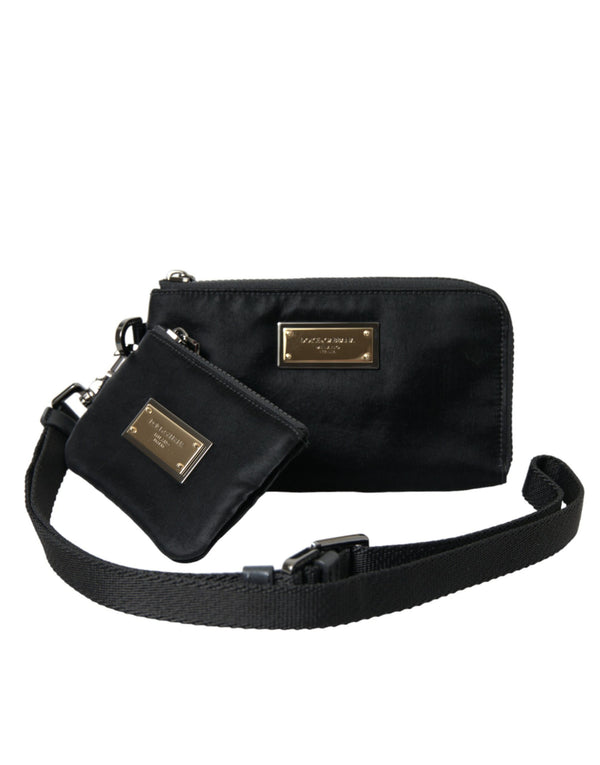 Dolce & Gabbana Elegant Black Multifunctional Leather Clutch