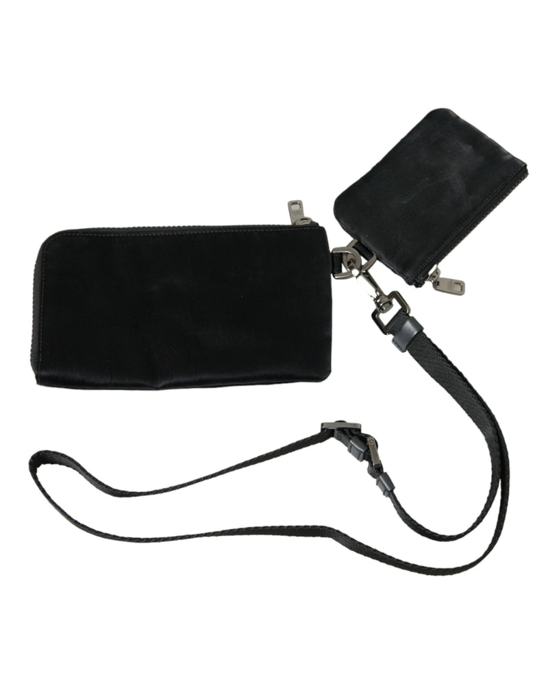 Dolce & Gabbana Elegant Black Multifunctional Leather Clutch