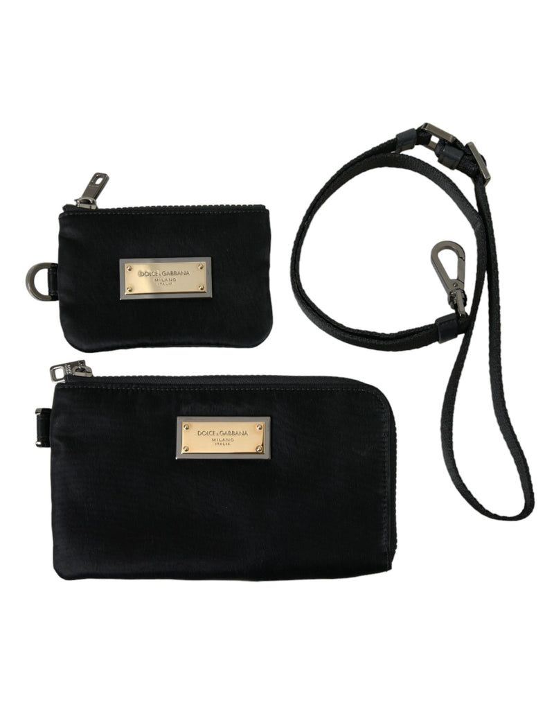 Dolce & Gabbana Elegant Black Multifunctional Leather Clutch