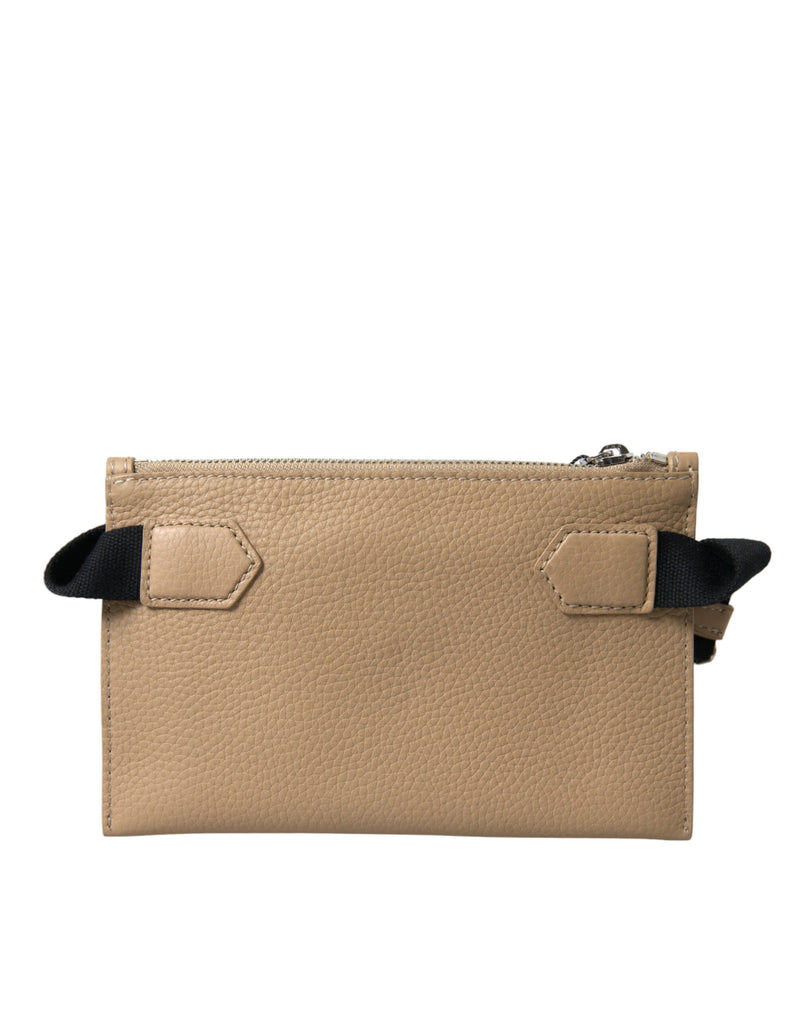 Dolce & Gabbana Elegance Redefined Beige Leather Belt Bag