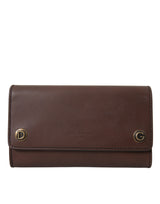 Dolce & Gabbana Elegant Brown Leather Shoulder Bag with Gold Detailing