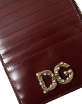 Dolce & Gabbana Maroon Leather Card Holder Wallet