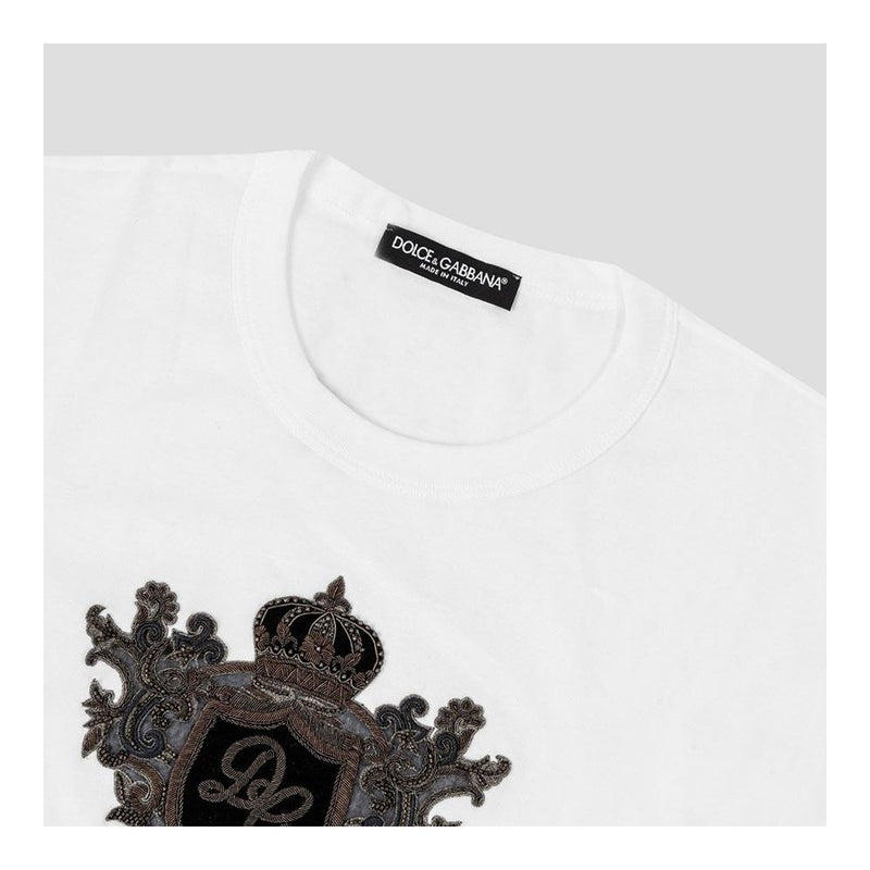 Dolce & Gabbana Elegant White Cotton Logo Tee