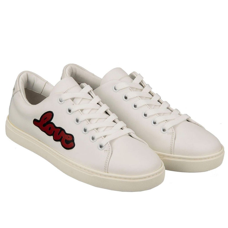 Dolce & Gabbana Chic White Calfskin Sneakers with Love Accents