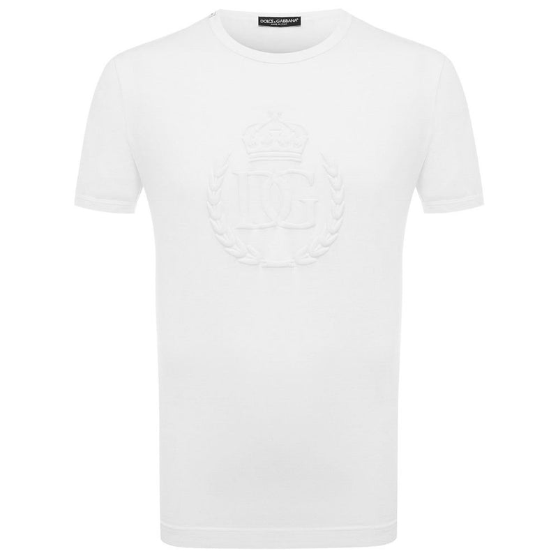 Dolce & Gabbana Embossed Logo White Cotton Tee