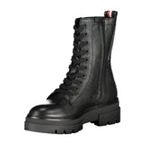 Tommy Hilfiger Elegant Black Laced Boots with Side Zip