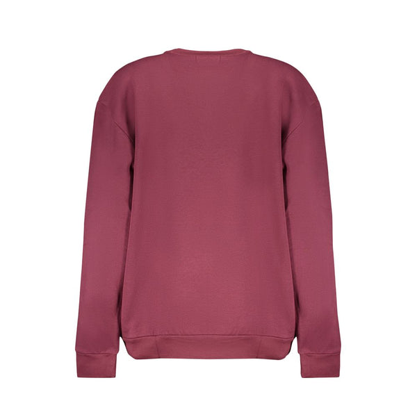 Cavalli Class Purple Fleece Crew Neck Sweatshirt with Logo Print