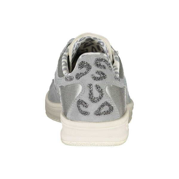 Diadora Sparkling Gray Lace-Up Sneakers with Swarovski Crystals