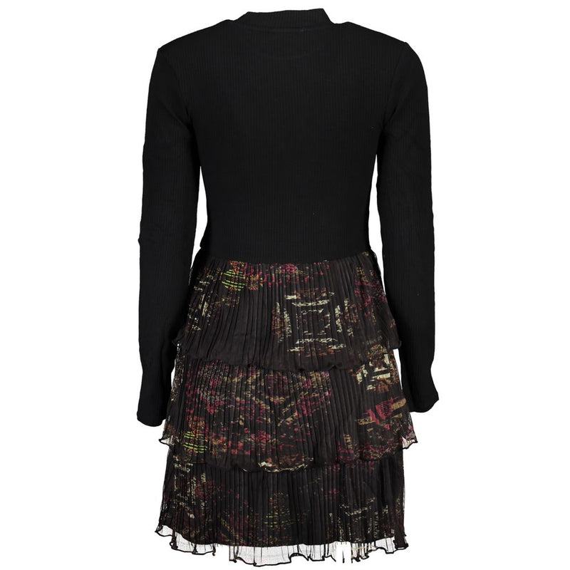 Desigual Chic High Neck Long Sleeve Short Dress