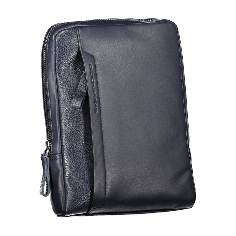 Piquadro Sleek Blue Leather Shoulder Bag with Contrast Detail