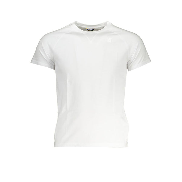 K-WAY Sleek White Crew Neck Tee with Logo Accent