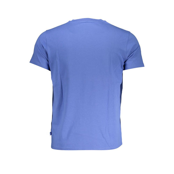 K-WAY Chic Crew Neck Blue Cotton Tee with Pocket Detail