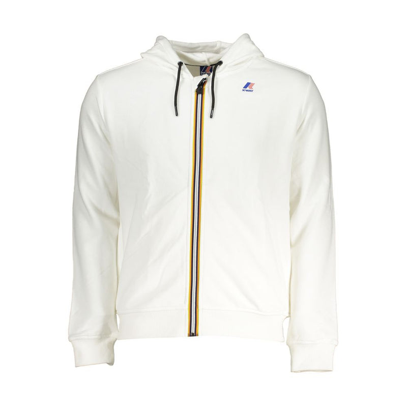 K-WAY White Hooded Zip Sweater with Contrast Details