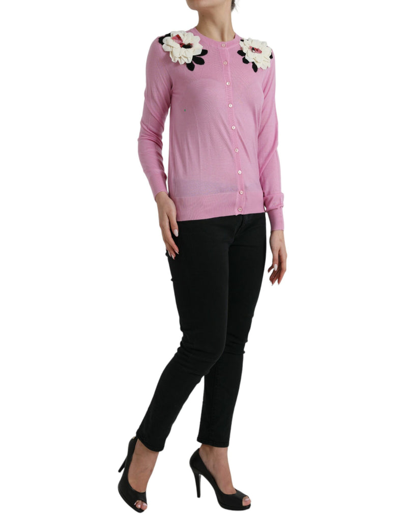 Dolce & Gabbana Elegant Cashmere Silk Pink Cardigan