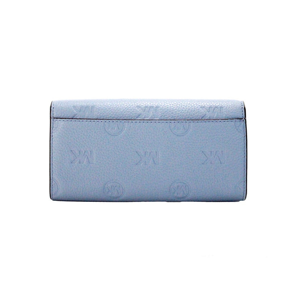 Michael Kors Jet Set Large Pale Blue Embossed Envelope Continental Clutch Wallet