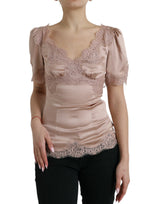 Dolce & Gabbana Elegant Floral Lace Silk Blouse