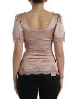 Dolce & Gabbana Elegant Floral Lace Silk Blouse