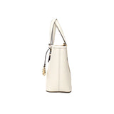 Michael Kors Jet Set Light Cream Leather XS Carryall Top Zip Tote Bag Purse