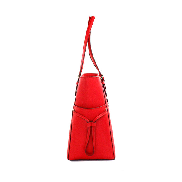 Michael Kors Gilly Large Bright Red Leather Drawstring Travel Tote Bag Purse