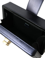 Dolce & Gabbana Elegant Dark Blue Lambskin Leather Box Bag